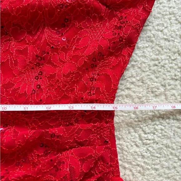 Candalite Petite red stretchy sparkly bodycon formal Valentine’s dress, sz PL - Picture 6 of 7